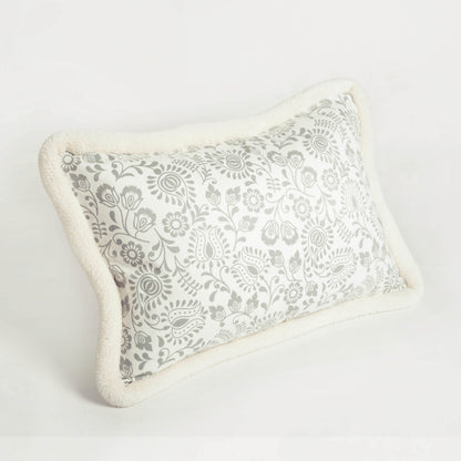 Svenska - Ivory All Over Print Lumbar Cushion Cover | Faux Suede | Nordic Style