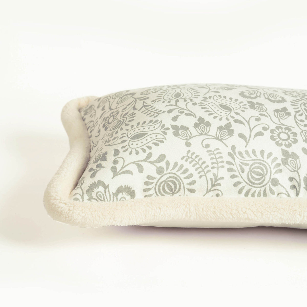 Svenska - Ivory All Over Print Lumbar Cushion Cover | Faux Suede | Nordic Style