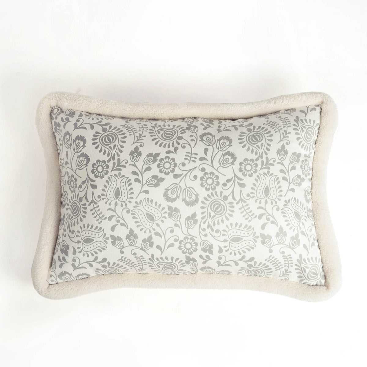 Svenska - Ivory All Over Print Lumbar Cushion Cover | Faux Suede | Nordic Style