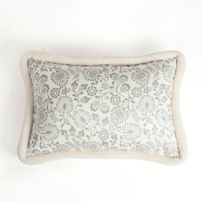 Svenska - Ivory All Over Print Lumbar Cushion Cover | Faux Suede | Nordic Style