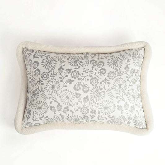 Svenska - Ivory All Over Print Lumbar Cushion Cover | Faux Suede | Nordic Style