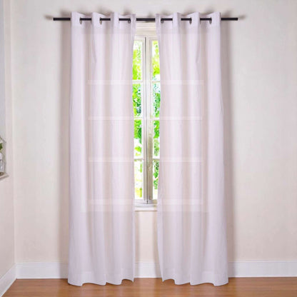 White Sheer Cotton Voile Curtain Panel – 3 Sizes, 4 Hanging Styles