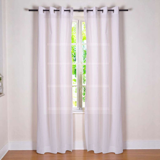 White Sheer Cotton Voile Curtain Panel – 3 Sizes, 4 Hanging Styles
