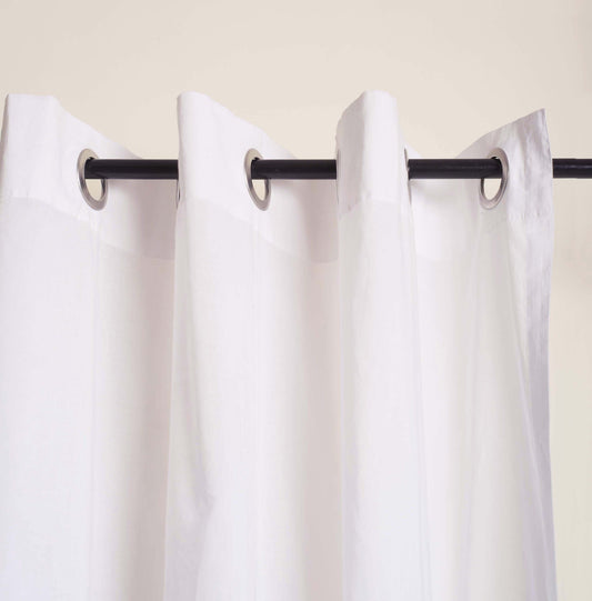 White Sheer Cotton Voile Curtain Panel – 3 Sizes, 4 Hanging Styles