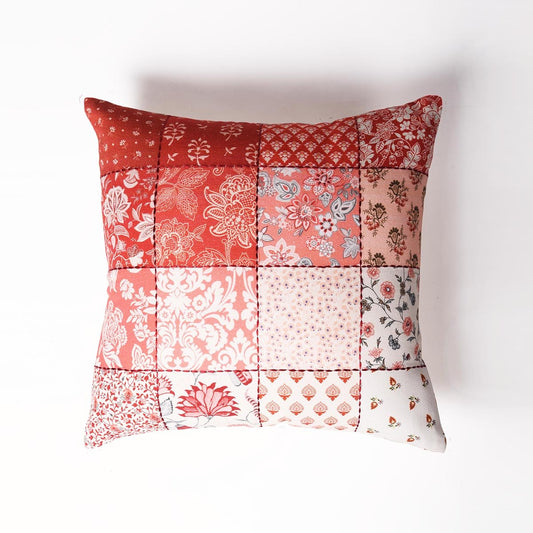 French Vintage Patchwork Print Pillow Cover 16x16 Inch