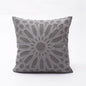 Elegant Grey Cotton Pillow Cover with Geometric Arabesque Applique
