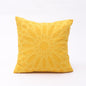 Vliving Yellow Cotton Pillow Cover with Geometric Arabesque Applique