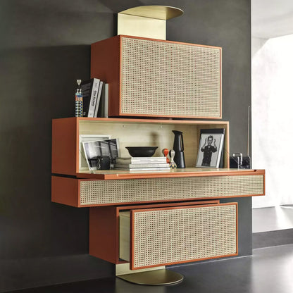 Modern Vienna Asymmetrical Wall Shelf with Drawers, Shelves & Desk