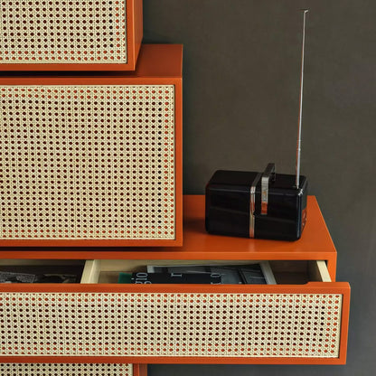 Modern Vienna Asymmetrical Wall Shelf with Drawers, Shelves & Desk