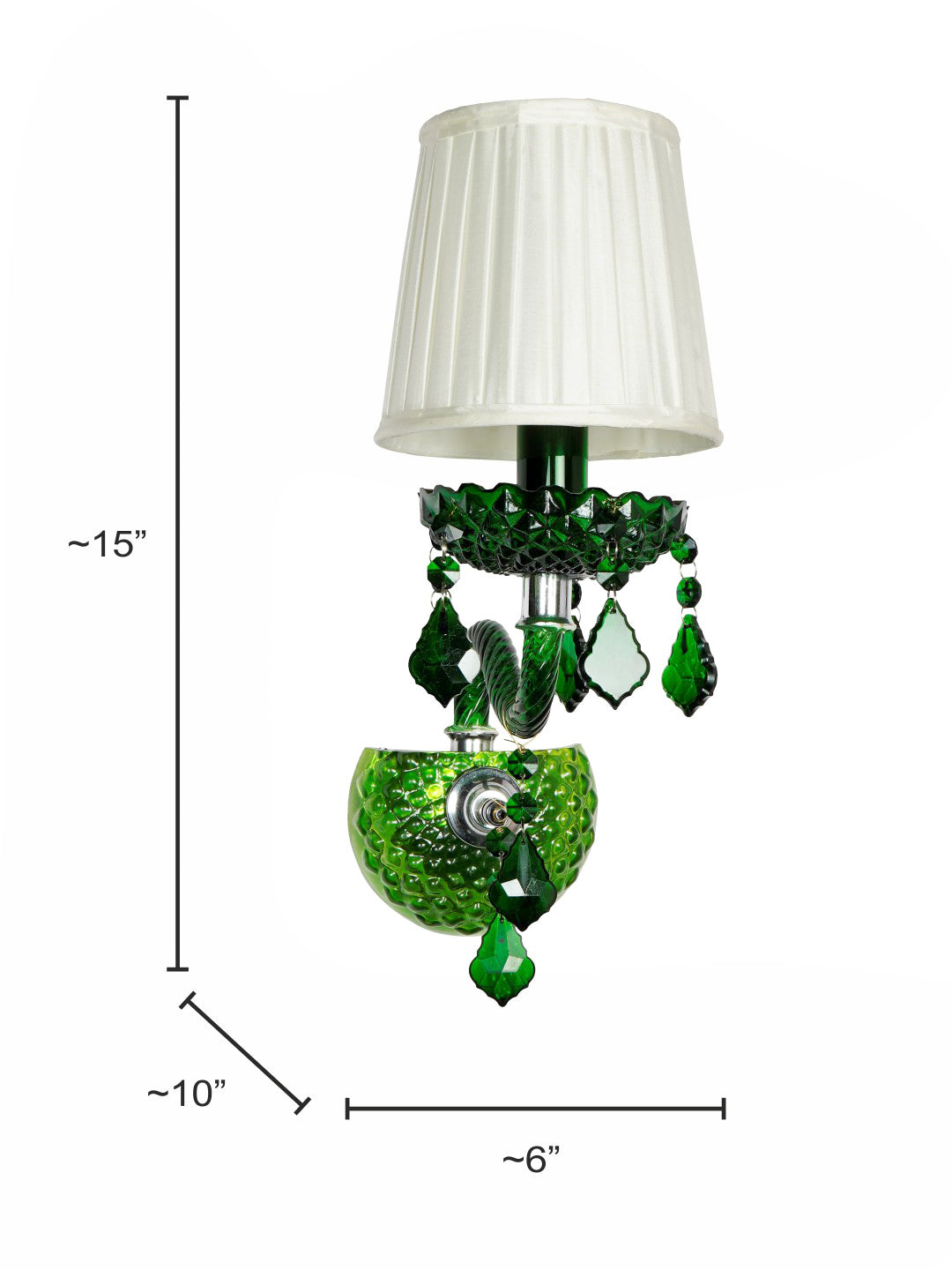 Green Glass 1-Light Wall Sconce – 38.1 cm