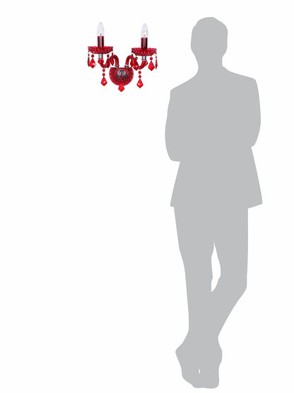 Red Glass 2-Light Candelabra Wall Sconce – 33 cm