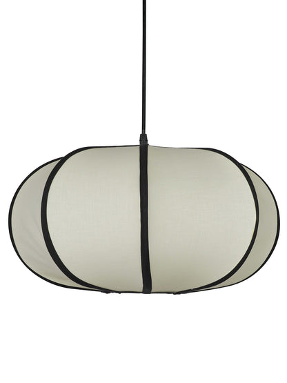 White Fabric 1-Light Pumpkin Pendant Light – 45.7 cm