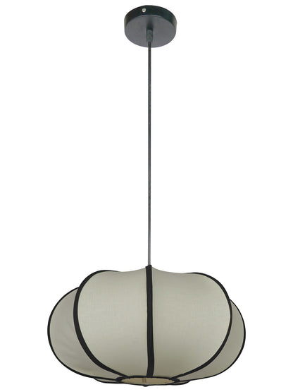 White Fabric 1-Light Pumpkin Pendant Light – 45.7 cm