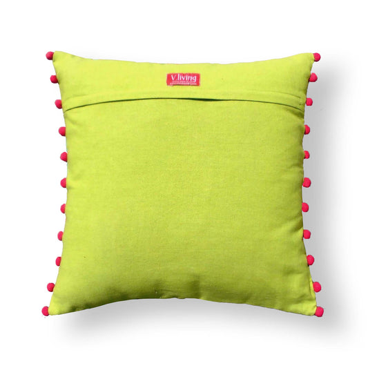 Green Floral Embroidered Cushion Cover – Boho Zip Pillow Slip