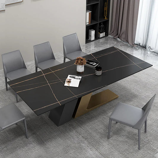 August Modern Marble & Metal Dining Table: Chic Design for Elegant Homes