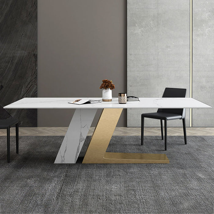 August Modern Marble & Metal Dining Table: Chic Design for Elegant Homes