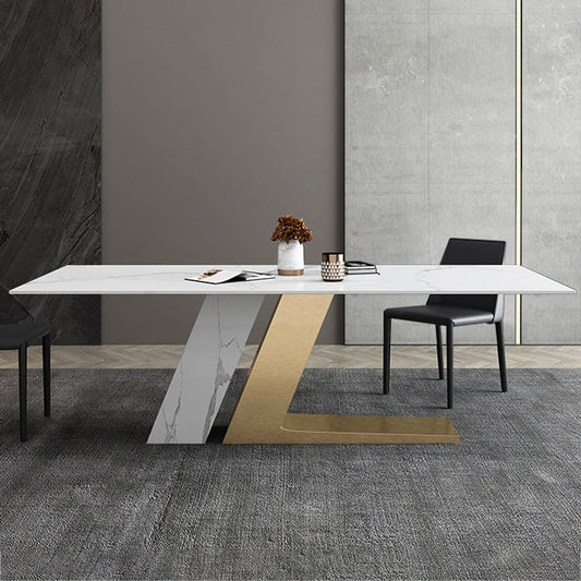 August Modern Marble & Metal Dining Table: Chic Design for Elegant Homes
