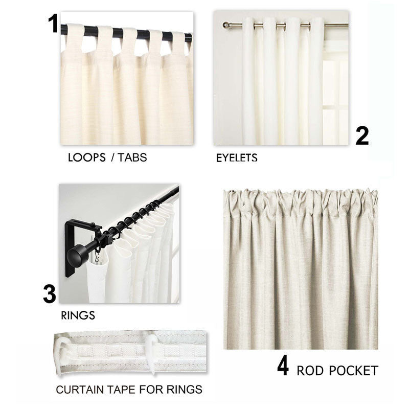 Linen and Organdy Pleated Curtain with Sheer Panel