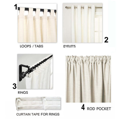Linen and Organdy Pleated Curtain with Sheer Panel