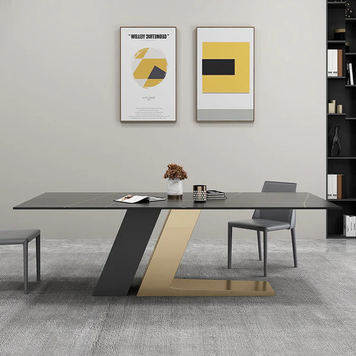 August Modern Marble & Metal Dining Table: Chic Design for Elegant Homes