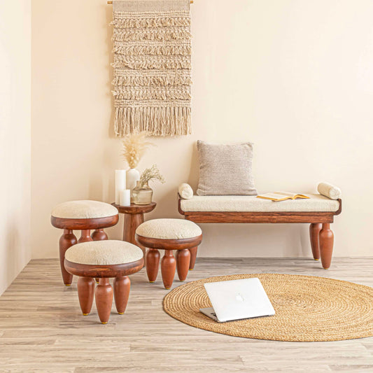 Handcrafted Luxury Terracotta & Brass Mushroom‑Style Bench – KLEI Collection