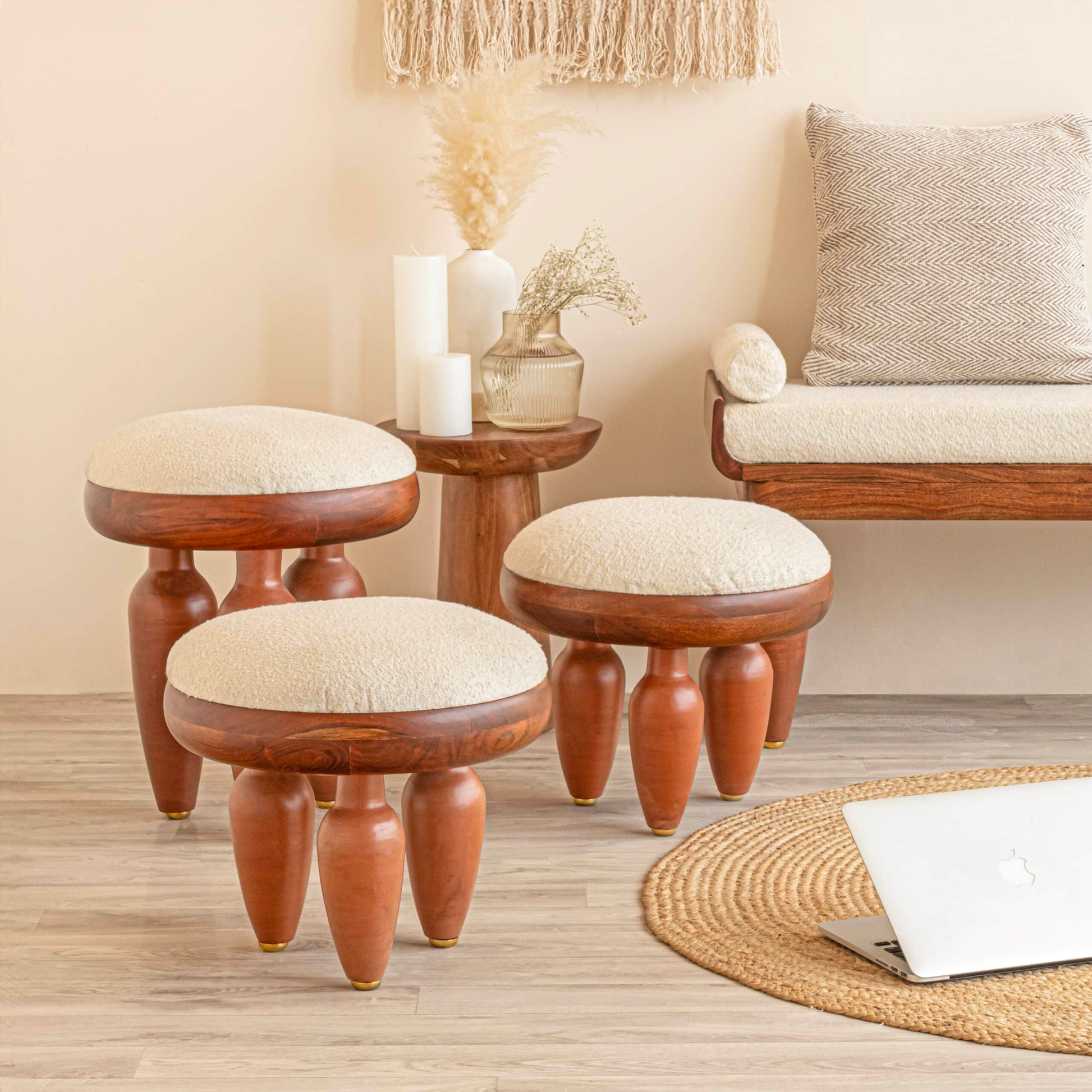 Handcrafted Luxury Terracotta & Brass Mushroom‑Style Bench – KLEI Collection