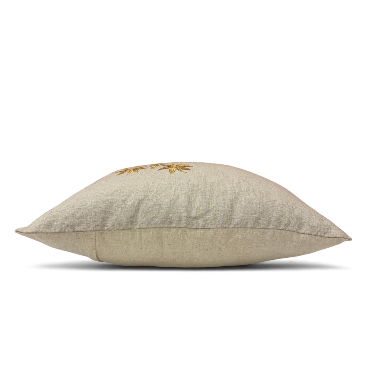 ZARI BAAG - Pure Linen Pillow Cover with Metallic Applique - 18x18 inches