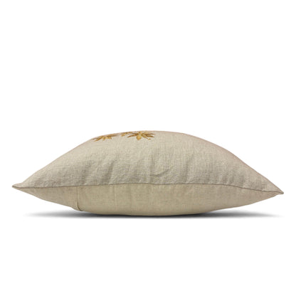 ZARI BAAG - Pure Linen Pillow Cover with Metallic Applique - 18x18 inches