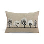 FROSTED FOREST - Pure Linen Pillow Cover with White & Black Embroidery - 14x21 inches