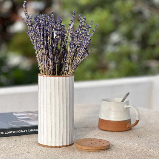 Handcrafted Faceted Clay Vase for Foraging Garden Décor