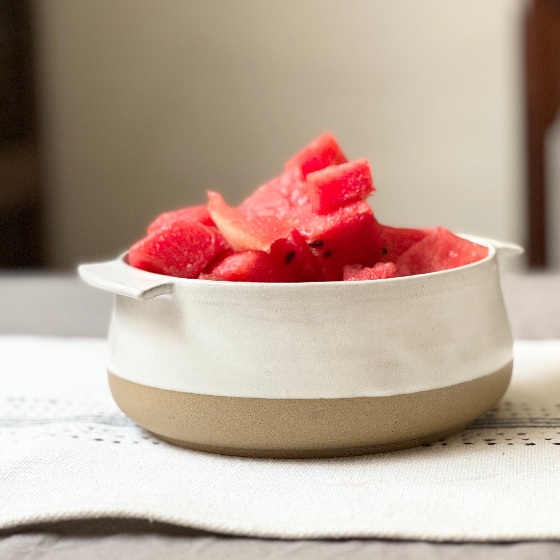 Elegant Autumn Whisper Ceramic Serving Bowl with Dual Handles