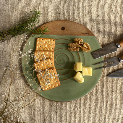 Handcrafted Clay Charcuterie Board with 25.5 cm Diameter