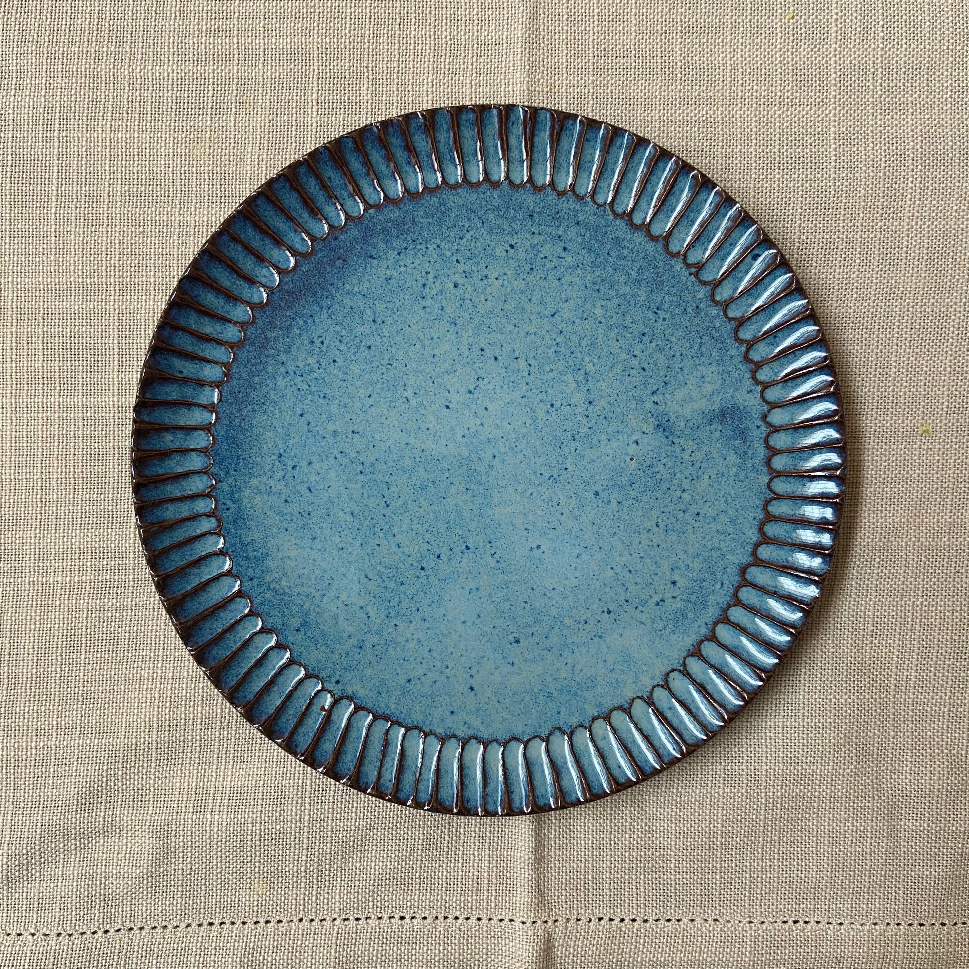 Elegant Ivory & Blue Side Plate – 20cm Diameter for Snacks