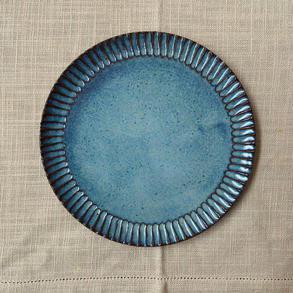 Elegant Ivory & Blue Side Plate – 20cm Diameter for Snacks