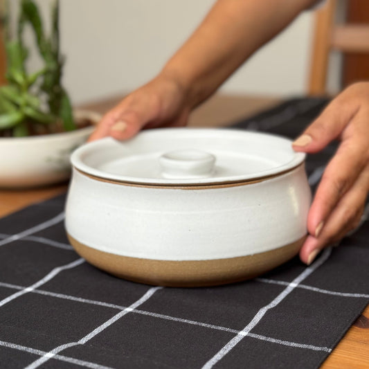 Handcrafted Lidded Serving Bowl – Whispers of Autumn Design