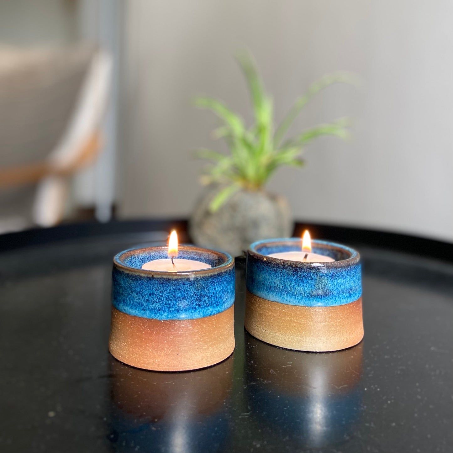 LUMIERES Elegant Clay Tea Light Holders Set of Two