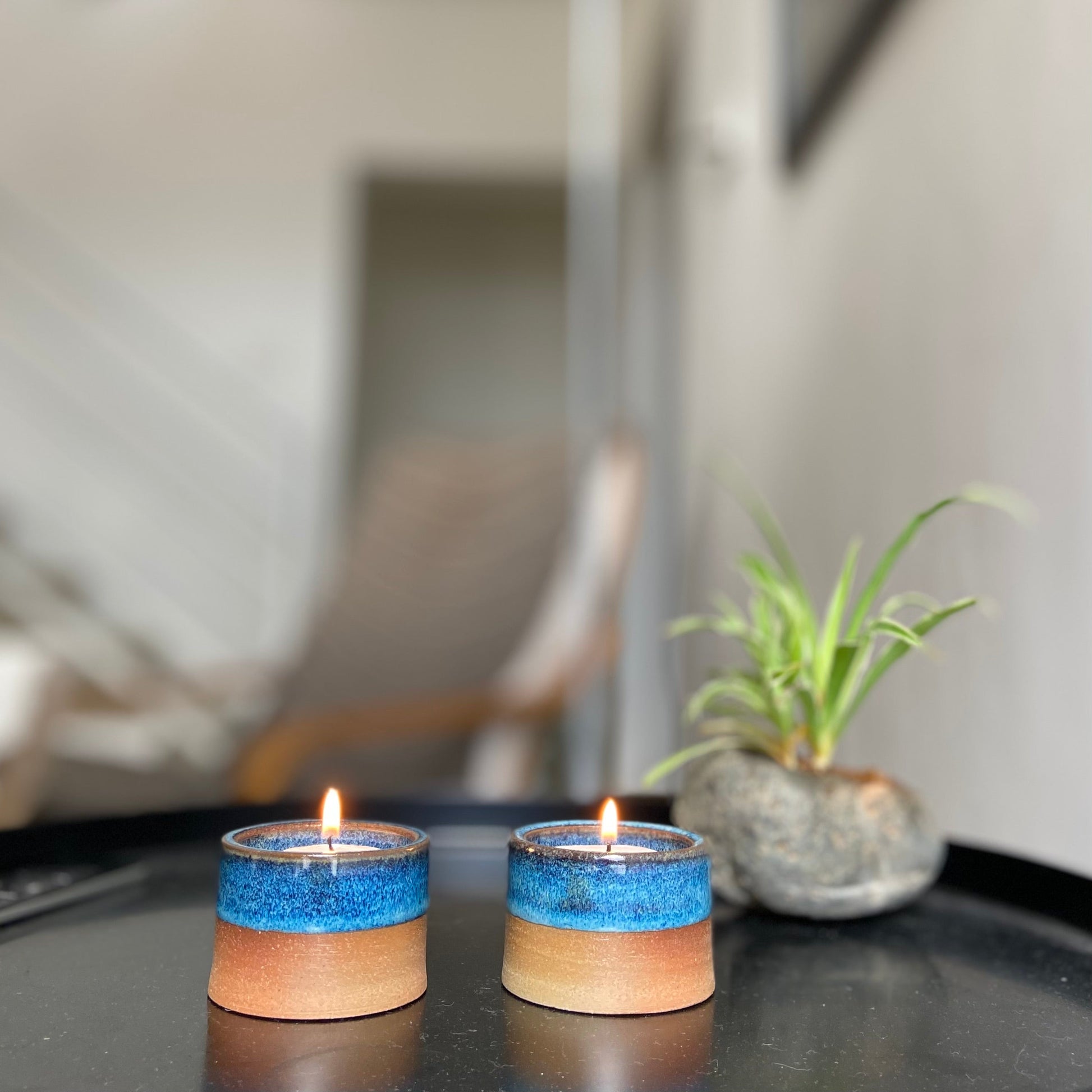 LUMIERES Elegant Clay Tea Light Holders Set of Two