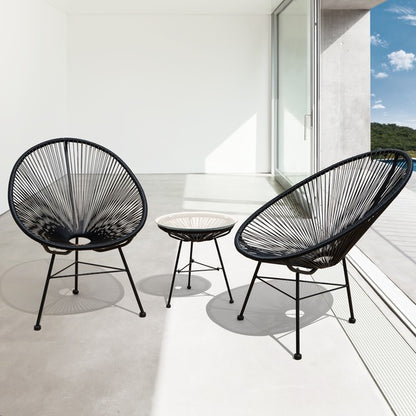 Elegant Wicker Outdoor Patio Chairs Set (2) with Matching Side Table