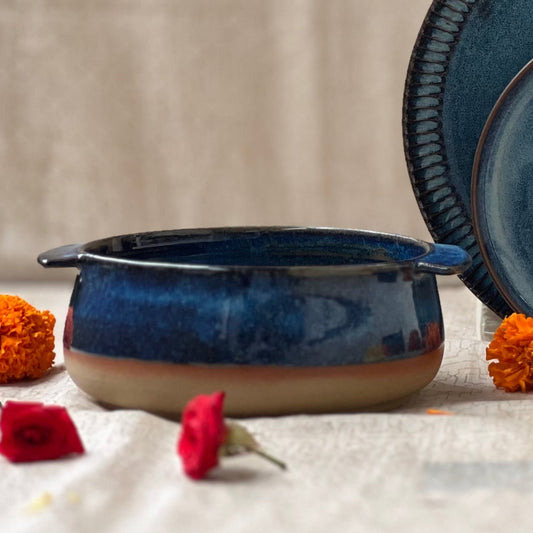 Elegant Autumn Whisper Ceramic Serving Bowl with Dual Handles
