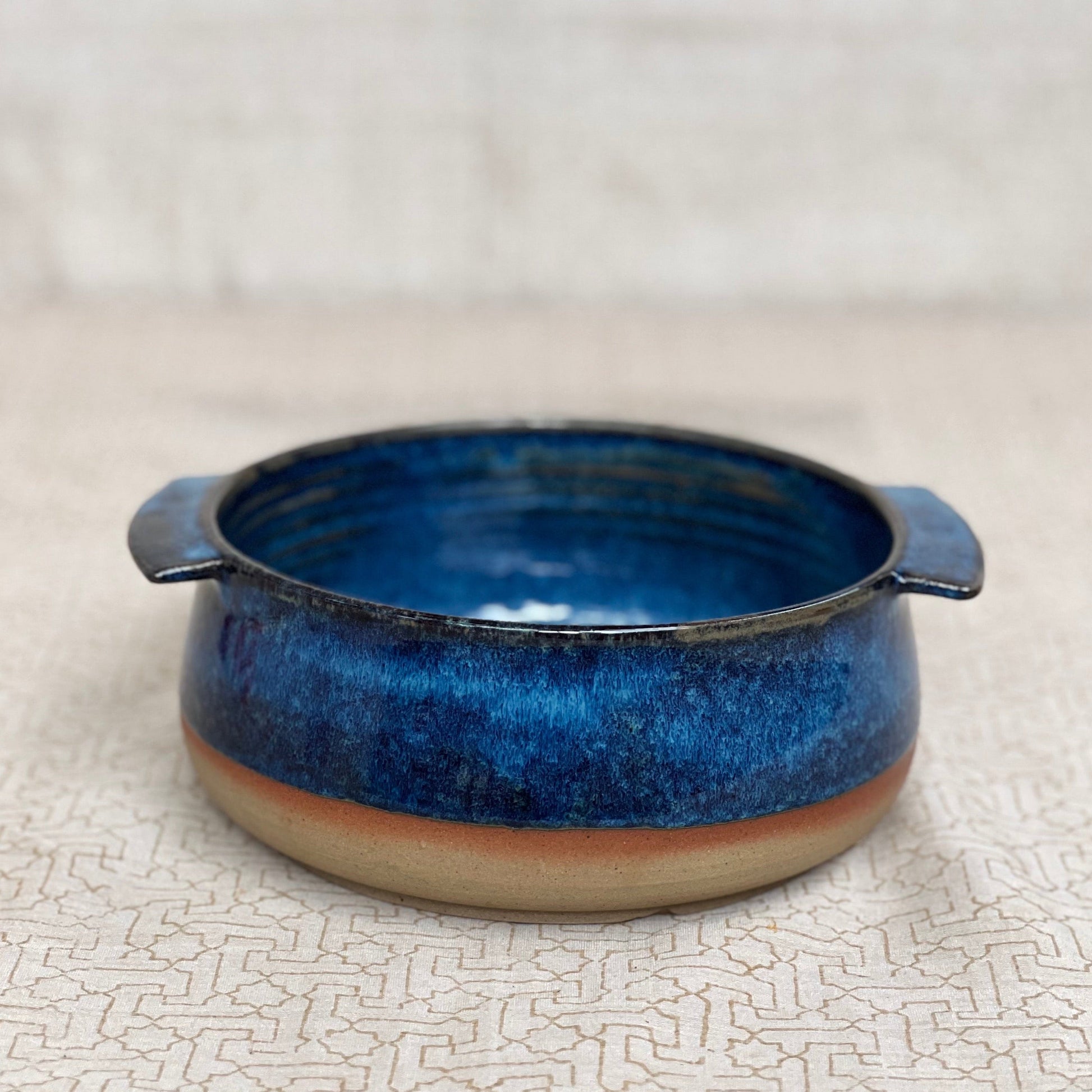 Elegant Autumn Whisper Ceramic Serving Bowl with Dual Handles