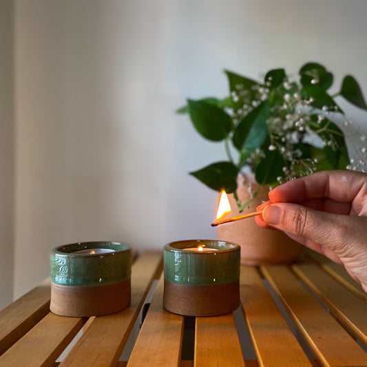 LUMIERES Elegant Clay Tea Light Holders Set of Two