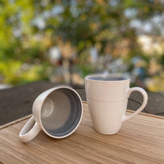 Elegant Blue Glaze Tea Cup Set of Two – Crackle Finish