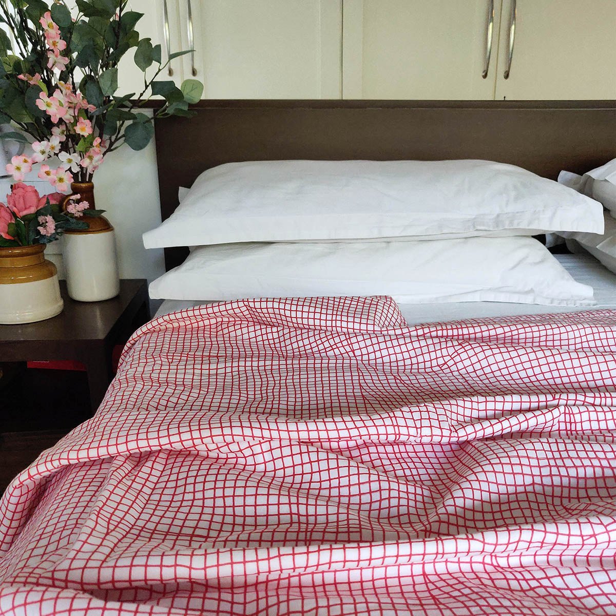 Red Check Triple-Layer Soft Cotton Dohar Blanket Premium