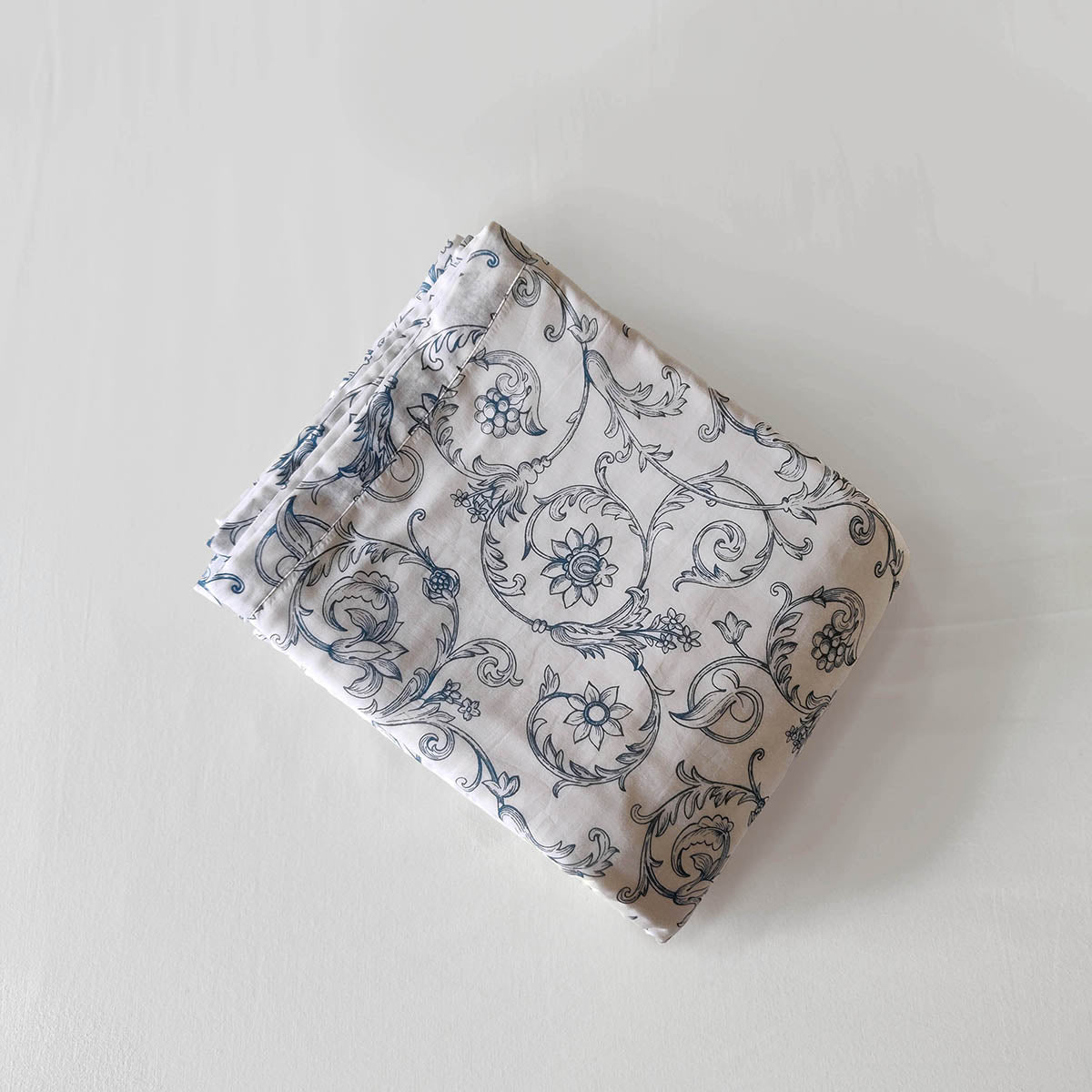 Swirl Blue Soft Cotton Three-Layer Dohar | Lightweight Blanket | Baby & Single Bed Sizes