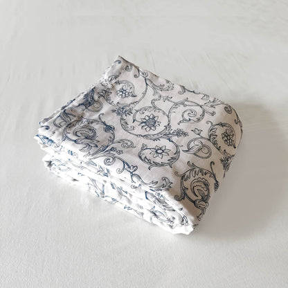 Swirl Blue Soft Cotton Three-Layer Dohar | Lightweight Blanket | Baby & Single Bed Sizes