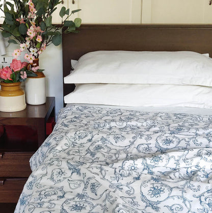 Swirl Blue Soft Cotton Three-Layer Dohar | Lightweight Blanket | Baby & Single Bed Sizes