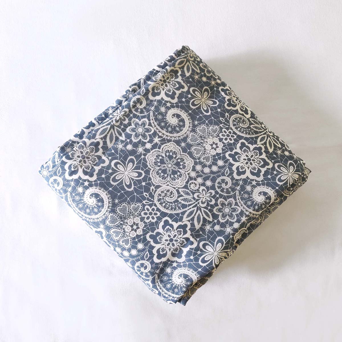 Blue Lace Print Three-Layer Soft Cotton Dohar Blanket