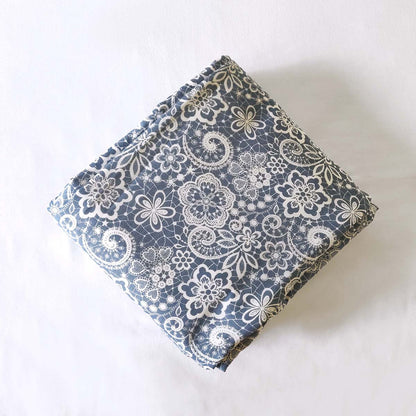 Blue Lace Print Three-Layer Soft Cotton Dohar Blanket