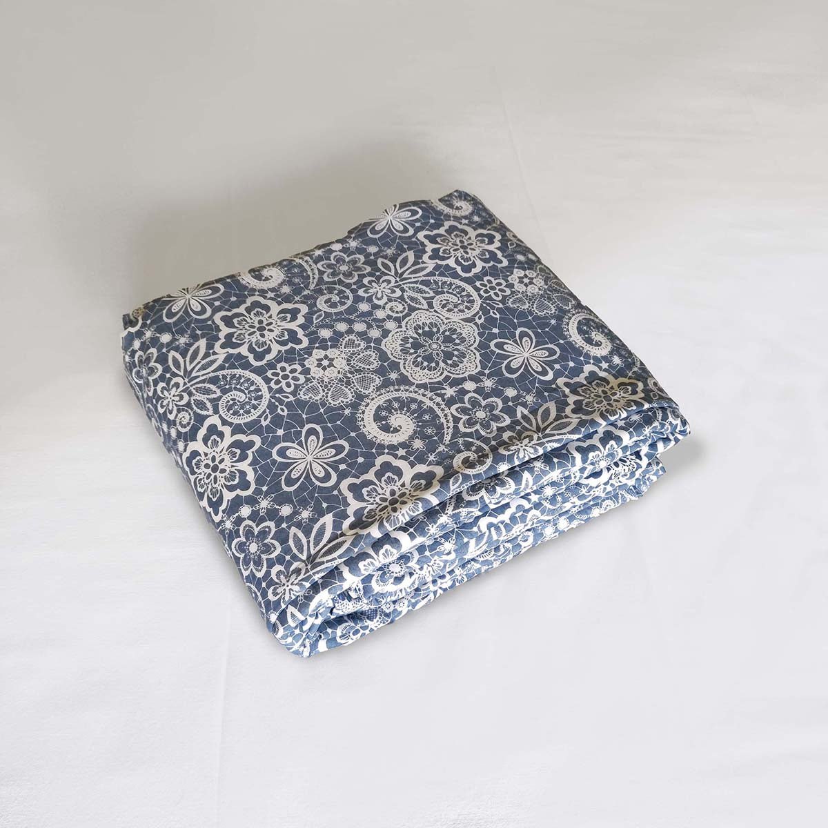 Blue Lace Print Three-Layer Soft Cotton Dohar Blanket