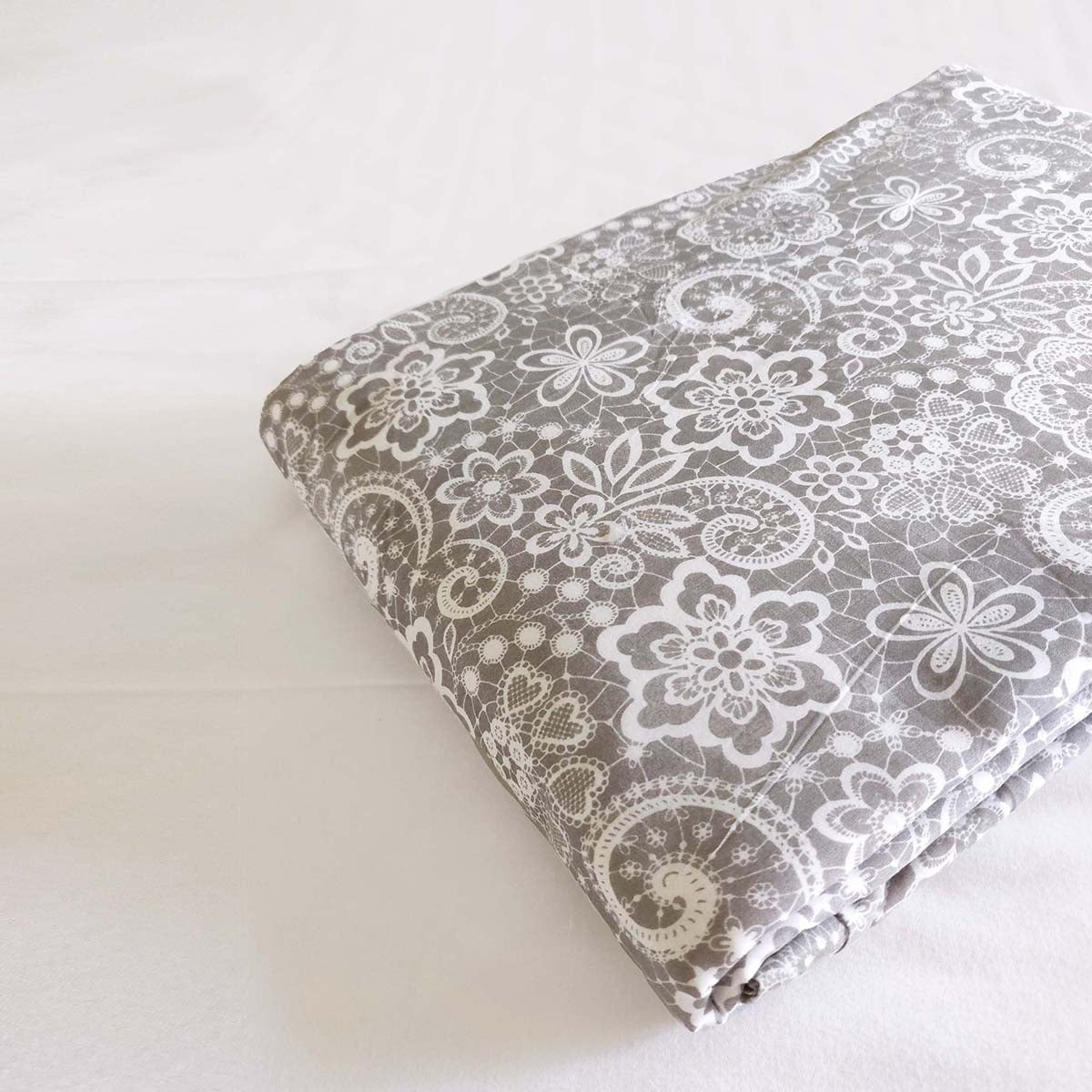 Grey Lace Print Triple-Layer Soft Cotton Blanket – Cozy Dohar